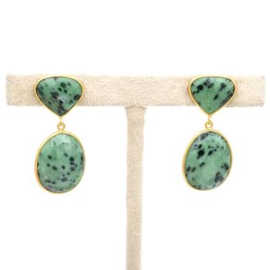 Boucles d'oreilles en argent sterling 925 avec saphir naturel Boucles d'oreilles de mariage avec plusieurs saphirs verts pour son idée cadeau à la mode en or - Product Image 1