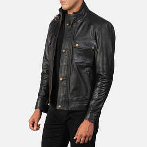 Chaqueta de invierno para hombre de diseño superior con cuello levantado manga completa 100% cuero de alta calidad personalizable precio razonable - Product Image 3