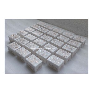 Boîtes à bijoux en marbre incrusté de nacre blanche les plus vendues prêtes à expédier boîte de Festival du Ramadan boîte de boucles d'oreilles taille rectangulaire - Product Image 1