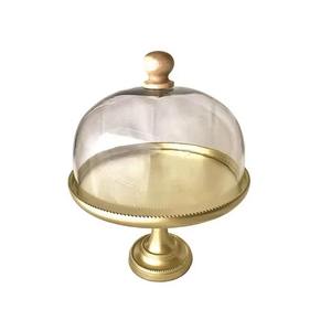Promotional Factory Metal Pedestal <b>Cake</b> Stand With <b>Dome</b> Shape <b>Glass</b> Lid Housewarming Gifts - Product Image 3
