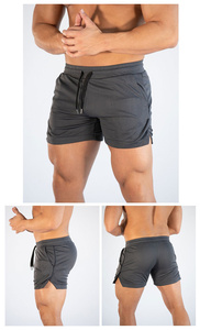 Custom Athletic Fitness Apparel for <b>Men</b> Solid Color 100% Cotton Gym <b>Shorts</b> With <b>Elastic</b> Mid <b>Waist</b> Closure - Product Image 4