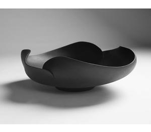 Bol de service à chocolat à structure de vague avec finition enduite de poudre noire Ustensiles de service élégants pour décor de table de mariage et de fête - Product Image 2