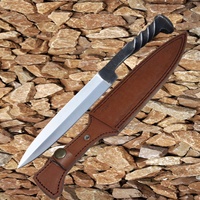 Vente chaude en acier à haute teneur en carbone lame fixe chemin de fer Spike couteau Fireside forgé couteau de chasse couteau de survie avec gaine en cuir