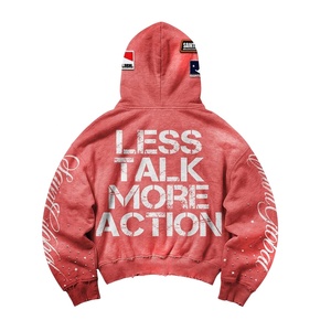2026 Wholesale <b>Top</b> Quality Custom Oversized Graphic Hoodie & <b>Distressed</b> Denim Shorts Set For Men - Product Image 3
