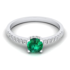 Bague REYES personnalisée en argent sterling 925 avec pierre précieuse émeraude ronde taille brillant de 0,66 carat, clarté VVS, moissanite, bijoux fins - Product Image 1