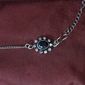 Bracelet Art Palace en argent 925, motif floral vintage avec strass en cristal noir, chaîne à maillons pour femme, 0,1g, usage quotidien - Product Image 3