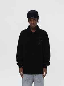 Polo extragrande de manga larga para hombre estilo Streetwear Polo de hip hop extragrande para hombre - Product Image 6