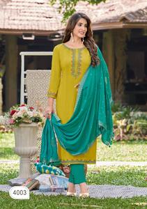 Reyon ทอผ้าด้วยการพิมพ์ kurti ด้วยงานปักและงานฝีมือและดิบัตต้ามัสลิน Jacquard - Product Image 4