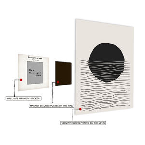 Imán colgante clásico negro Boho línea dibujo abstracto Metal cartel pared arte relleno fresco moderno hogar Decoración Metal impresiones - Product Image 1