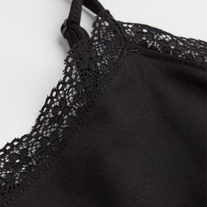 Camisola negra de compresión con cuello redondo para mujer con correas ajustables, ropa moldeadora de cuerpo decorada con encaje, camisola sin mangas con Control de cintura - Product Image 5