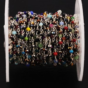 Multi Disco Hydro Faceted Beads Meilleure qualité Rondelle ronde en vrac Chaîne de chapelet Chaîne plaquée argent Fil enroulé Fabrication de bijoux - Product Image 3