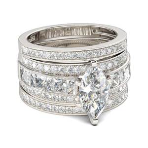 Jeulia 3-teiliges Ringset mit Marquise-Schliff Moissanit & Zirkonia in Vergoldetem Sterling Silber - Product Image 2