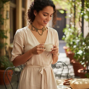 Collier ras du cou ethnique tribal en perles dorées de luxe, bijoux vintage antique, OEM/ODM - Product Image 4