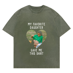 Nueva llegada Unisex lavado personalizable "<span class=keywords><strong>Mi</strong></span> hija favorita me dio esta camisa" Padre-hija foto corazón gráfico camiseta - Product Image 6