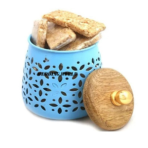 Pot à bonbons en métal design, bleu, avec revêtement en poudre, fait main, pour servir les noix, dernière collection, pot à chocolat en métal design - Product Image 1