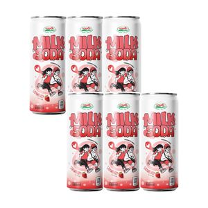 Fresa leche Soda bebida 320ml fruta leche sabor bebida carbonatada Etiqueta Privada OEM/ODM bebida al por mayor proveedor - Product Image 1