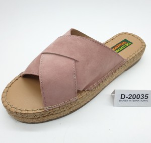 Xăng Đan Đế Xuồng Bằng Da Cho Nữ Xăng Đan Dây Khâu Xăng Đan Da Lộn Quai Chéo Da Nguyên Chất - Product Image 3