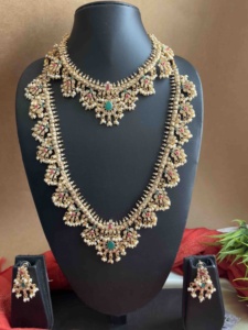 Conjunto de Collar Combinado de Aspecto Dorado, Lujoso, Ligero y Cómodo, Elegante y Detallado para Bodas y Fiestas, Collares de Moda - Product Image 2