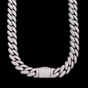 Cadena Cubana de Plata de Ley 925 Personalizada con Diamantes de Oro Blanco de 14K, Certificada por GRA, Collar de Lujo para Hombre, Estilo Hip Hop, para Fiestas - Product Image 1
