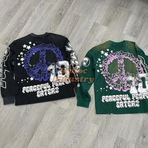 เสื้อยืดแขนยาวสองชั้นสำหรับผู้ชายซักแบบกรดเสื้อยืดผ้าฝ้าย200 GSM น้ำหนักมากแบบกำหนดเอง - Product Image 5