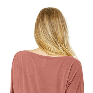 65% Poly 35% Viscose 32 simple 3.7 oz Mauve T-Shirt femme ample col en v avec ourlet inférieur incurvé subtil coton - Product Image 6