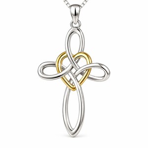 Collana con Ciondolo a Croce Classica, Catena a Maglia Box, Gioiello Unisex per Uso Quotidiano e Regalo - Product Image 1