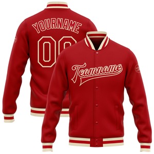 Vente en gros dans l'industrie directe Bomber rouge décontractée hiver personnalisé veste Letterman universitaire à snap complet - Product Image 1