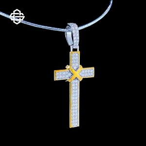 Collar con Colgante de Cruz con Diamantes Estilo Hip Hop Cristiano de Lujo para Hombre, Chapado en Oro de 14K, Cadena Cubana Brillante, Joyería de Rapero, IGI - Product Image 2
