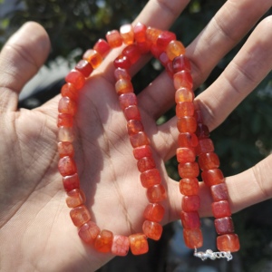 Collar de cuentas de cornalina naranja natural de 8 mm, estilo clásico, chapado en plata de latón liso, piedra preciosa para regalo de fiesta - Product Image 2