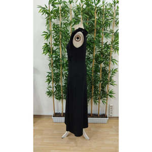 Vestido largo de crepé brillante con abertura, cuello cruzado y lazo en el hombro sin mangas para mujer, 35013 - Negro - Product Image 5