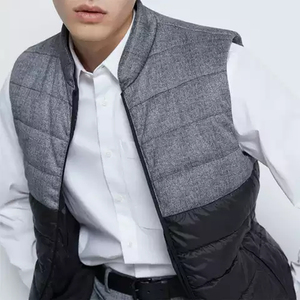 Most Stylish Men Colour Block <b>Quilted</b> Sleeveless Zipper Puffer Jacket With Stand Collar and Pockets <b>for</b> Sale - Product Image 5