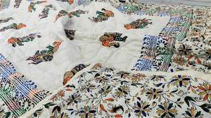 Gold Elephant Print Handmade Rajasthani Reversible <b>Quilt</b> Blanket - Product Image 4