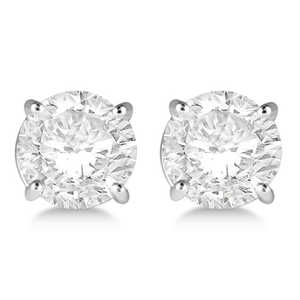 Pendientes de Diamantes Redondos con Engaste de 4 Puntas en Platino Chapado en Oro de 18K, Material Principal Disponible en Oro Rosa, Blanco y Amarillo - Product Image 1