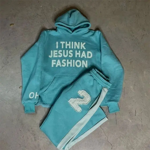 ชุดวอร์มปักลายสำหรับผู้ชายชุดวอร์มมีฮู้ดและกางเกงวอร์มลำลองสำหรับผู้ชาย - Product Image 2