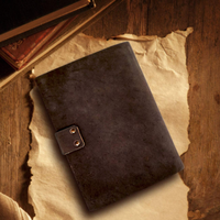 Carnet de croquis vintage fait main Al-Amir en cuir, reliure thermique, papier à bords festonnés, 120 feuilles - Unique