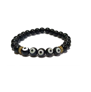 Natural Stone <b>Healing</b> Crystal <b>Bracelet</b> with Black Obsidian and Evil Eye Beads Handmade Women's Jewelry for Christmas - Product Image 1