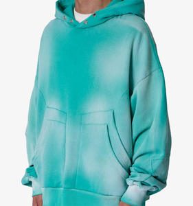 Sudadera con Capucha de Moda Invernal para Hombre, 100% Algodón, Lavado Desteñido, Estilo Urbano, con Bordado y Detalles Decorativos de Pedrería - Product Image 2