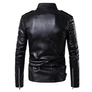 Winter Outdoor Stand Collar <b>Fleece</b> Genuine Leather Jacket Plain Dyed <b>Black</b> High Quality Fashion Warm Wholesale Streetwear - Product Image 2