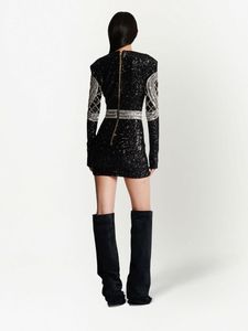 Femmes élégant antistatique à manches longues robe de soirée noir strass embellissement Logo personnalisé disponible pour la vente en gros pour - Product Image 3