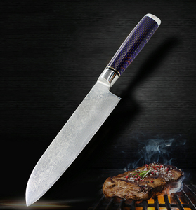 Venta al por mayor personalizado japonés Damasco acero Chef cuchillo de alta calidad con hoja afilada fija OEM ODM cuchillo de cocina profesional - Product Image 5
