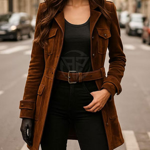เสื้อโค้ทหนังกลับฤดูหนาวที่ทันสมัยหนังแท้ระบายอากาศได้ดีเป็นมิตรกับสิ่งแวดล้อมพร้อมเส้นสายสะอาดแบบพรีเมี่ยมให้ความรู้สึกหรูหรา - Product Image 3