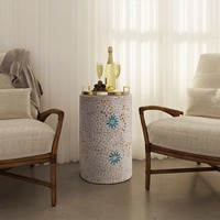 Tabouret en nacre de luxe nordique, tendance actuelle, accessoires d'intérieur vintage, mosaïque, tabourets faits à la main