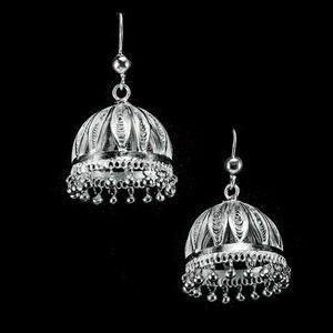 Best Selling High Grade <b>Silver</b> <b>Jhumkas</b> Glittering Shine Stud Earrings Direct From India High Quality Fashion Accessory - Product Image 1