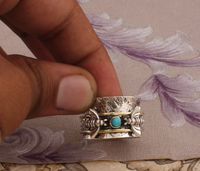 Bague tournante gravée en argent sterling fait main, design bohème vintage 2022, micro-incrustation abeille, thème 'Belle Endormie', pour mariage et fête