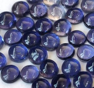 หิน iolite ทรงกลม7มม. ธรรมชาติขัดหลังเรียบ- - Product Image 1