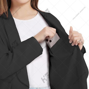 Elegante de lana de tejido sólido con cuello en V de un solo botón de manga larga Blazer chaqueta de oficina de negocios - Product Image 5