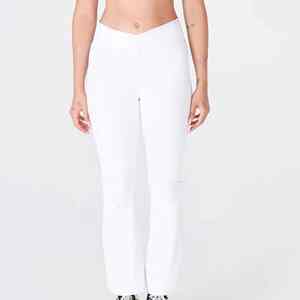 Ensemble de vêtements de sport pour femmes, haut de sport à manches longues en dentelle compressif et court, t-shirt de yoga, leggings évasés pour squats, vêtements de sport pour femmes - Product Image 4