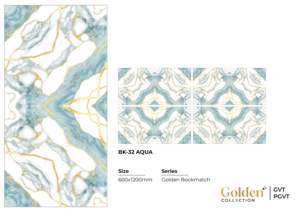 Carreaux en porcelaine brillants finition marbre doré 600x1200mm Vitrifiés Antibactériens Résistants à l'usure pour usage intérieur Hôtels - Product Image 2