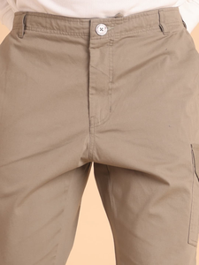 Pantalon cargo Midrise à six poches en sergé de coton pour hommes, en matériau extensible marron L, à porter toute la journée pour toutes les occasions - Product Image 2