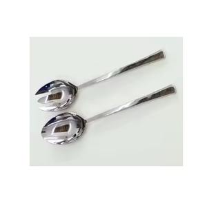 Fabulous Look Gold Plated <b>Stainless</b> <b>Steel</b> Silver Enamel <b>Flat</b> Handle Eco-Friendly Dishwasher Safe Salad Server Set for Dinner - Product Image 2